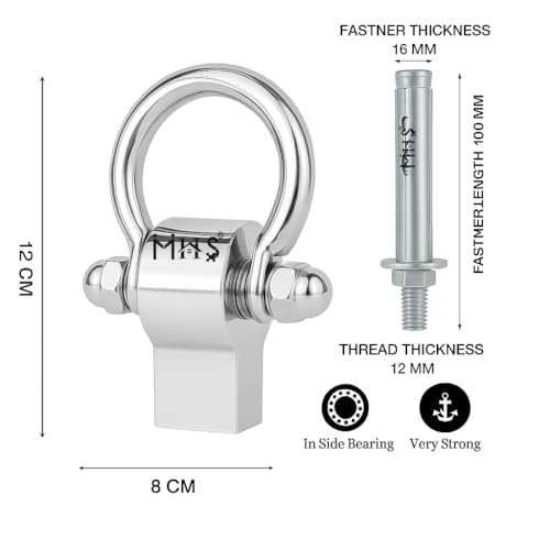 MHS Heavy Duty Mild Steel Regular Hanging Hook Kada for Zula Swing Chair Hammock kadu 350 Kg Capacity with Fastner (Pack of 2) - Image 2