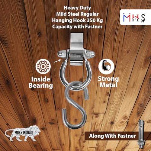MHS Heavy Duty Mild Steel Regular Hanging Hook Kada for Zula Swing Chair Hammock kadu 350 Kg Capacity with Fastner (Pack of 2) - Image 4