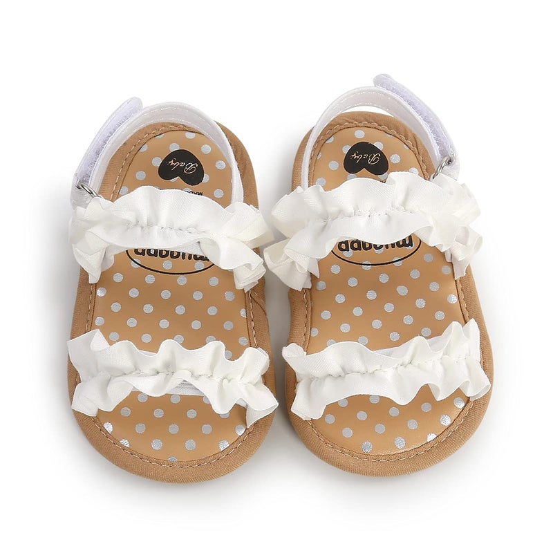 CoKate Baby Girls Sandals Ruffle Bowknot Premium Soft Sole Anti-Slip Open Toe Breathable Summer Outdoor First Walker Shoes Baby Sandals 0-3 months girls - Image 3