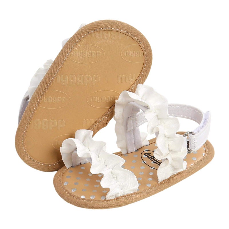CoKate Baby Girls Sandals Ruffle Bowknot Premium Soft Sole Anti-Slip Open Toe Breathable Summer Outdoor First Walker Shoes Baby Sandals 0-3 months girls - Image 2