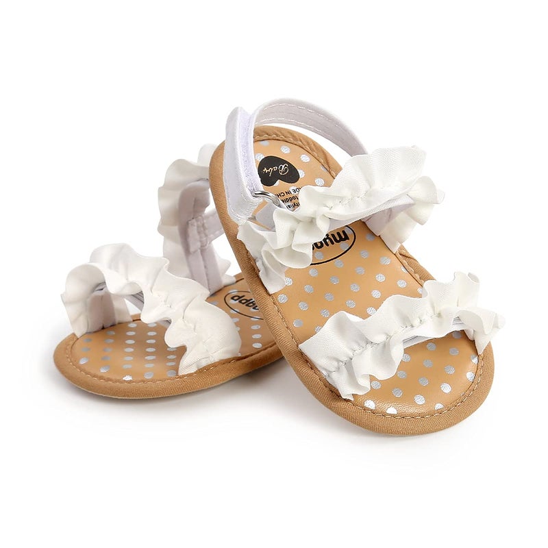 CoKate Baby Girls Sandals Ruffle Bowknot Premium Soft Sole Anti-Slip Open Toe Breathable Summer Outdoor First Walker Shoes Baby Sandals 0-3 months girls - Image 4