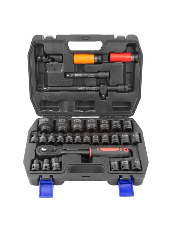 فورساج صدمات هوائية سوكيت Wretch Set 32pcs, 1/2", 6 point: 8-32mm, 12point: 10,12,14,15,17,19,36mm, Cr-Mo - Image 2