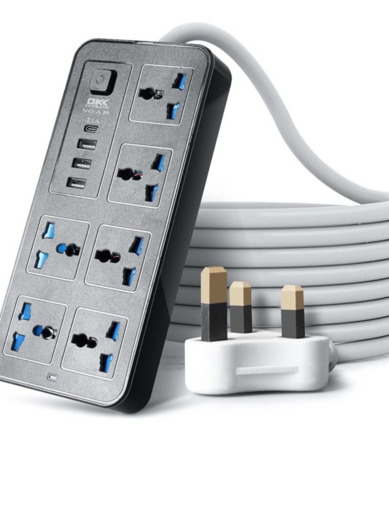 Universal socket, British standard socket, USB plug, multi-purpose power strip, multi slot panel, switch socket  - Image 1