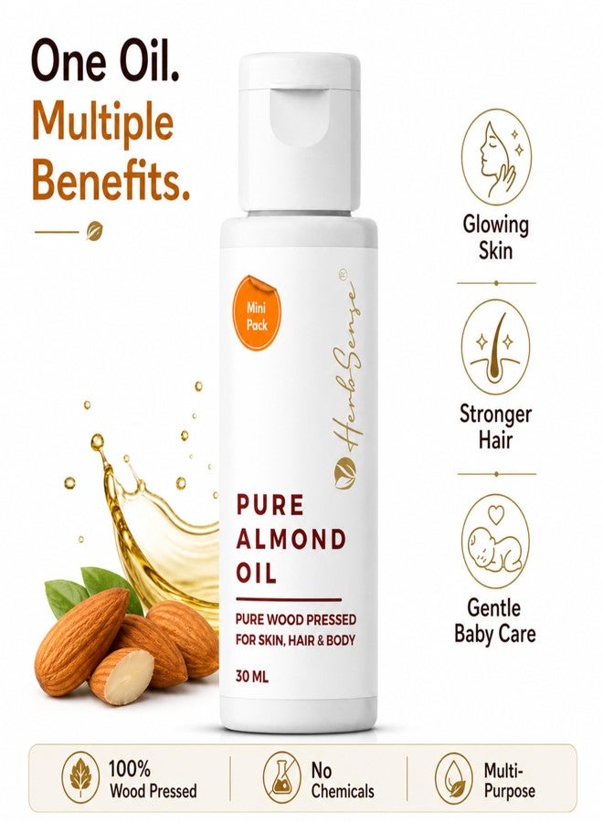 Herbsense Mini Oils Combo Pack- Wood Cold Pressed Oils For Skin & Hair - Contains Pure Almond Oil, Coconut Oil, Hair Oil & Neem Oil, Mini Oil Shots Pack of 4 (Each 50ml, 50ml x 4) - Image 3