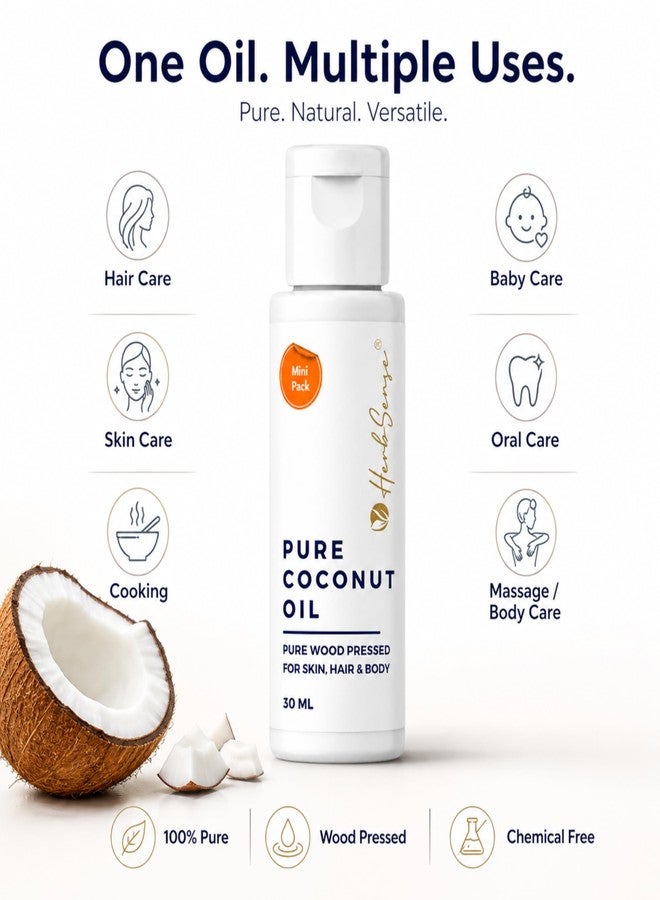 Herbsense Mini Oils Combo Pack- Wood Cold Pressed Oils For Skin & Hair - Contains Pure Almond Oil, Coconut Oil, Hair Oil & Neem Oil, Mini Oil Shots Pack of 4 (Each 50ml, 50ml x 4) - Image 4