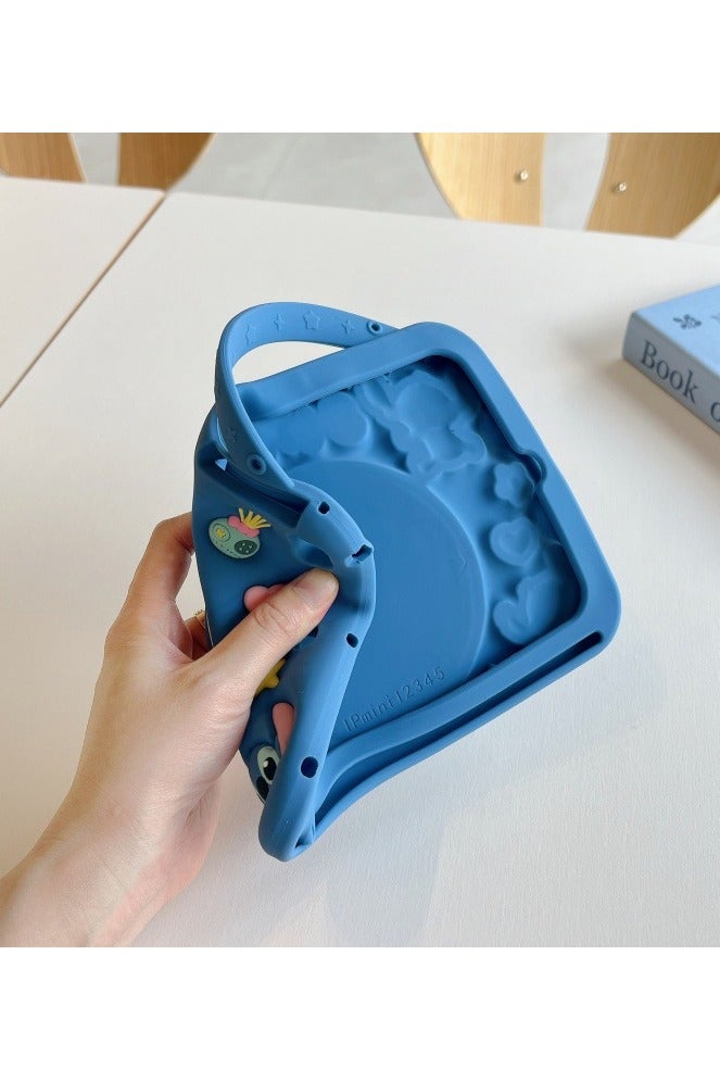 for iPad 11th(A16)/10th  2025/2022 Cute Kids Kawaii Cover Boys 3D Cartoon Stitch with Rotating Handle Stand  Soft Silicone Case - Image 2