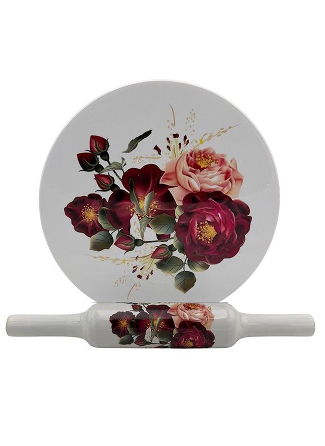 Majestic Majestic Chakla Belan - Heavy Marble Rolling Board with Lightweight Wooden Rolling Pin – 25 cm Marble Board & 30.5 cm Wooden Pin – Beautiful & Elegant Floral Designs, Premium Quality for Baking and Cooking  - Image 4