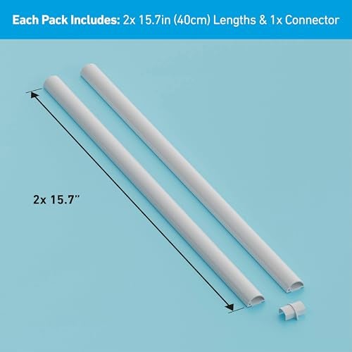 D-Line 31.4in TV Cord Hider, Patented Half Round Cable Cover, Hide Wall Mount TV Wires, Hinged One-Piece Cable Concealer, Adhesive, Decorative Raceway - 2X 0.78in W x 0.39in H x 15.7in L - White - Image 4