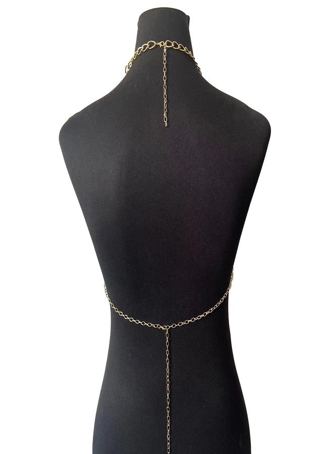 WFik Summer Beach Metal Link Chain Bra Body Jewelry Sexy Multi-layered Crossover Harness Chest Chain Festival Bikini Waist Chain Body Jewelry for Women (Gold) - Image 5