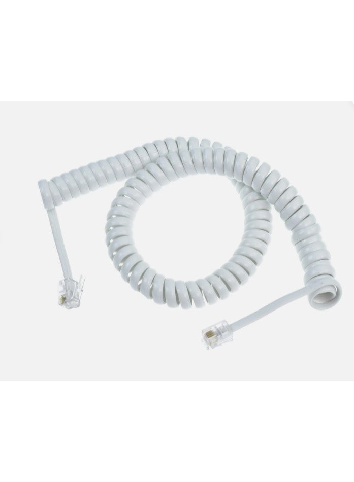 Terabyte Telephone Handset Cable Telephone Coiled hanset Cord Telephone Spiral cable Compatible with Landline/IP Phones,Stretch Length 2m WHITE - Image 1