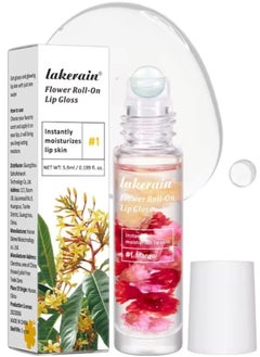 lakerain Flower Roll on Lip Gloss Mango Reduce Drying Instantly Moisturizes Lip Skin Hydrating Lip Protector Lip Gloss Lip Oil Clear Long Lasting Sweet Taste Lip Serum Real Flower Lip Oil 01  - Image 1