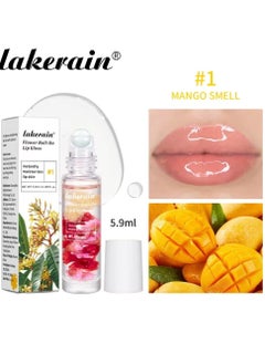 lakerain Flower Roll on Lip Gloss Mango Reduce Drying Instantly Moisturizes Lip Skin Hydrating Lip Protector Lip Gloss Lip Oil Clear Long Lasting Sweet Taste Lip Serum Real Flower Lip Oil 01  - Image 2