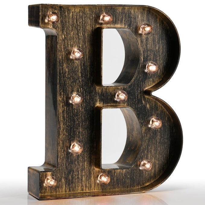 VINTAGE LIGHT UP MARQUEE LETTERS WITH LIGHTS ILLUMINATED INDUSTRIAL STYLE LIGHTED ALPHABET LETTER SIGNS COFFEE BAR APARTMENT BEDROOM WALL HOME INITIALS DECOR B
