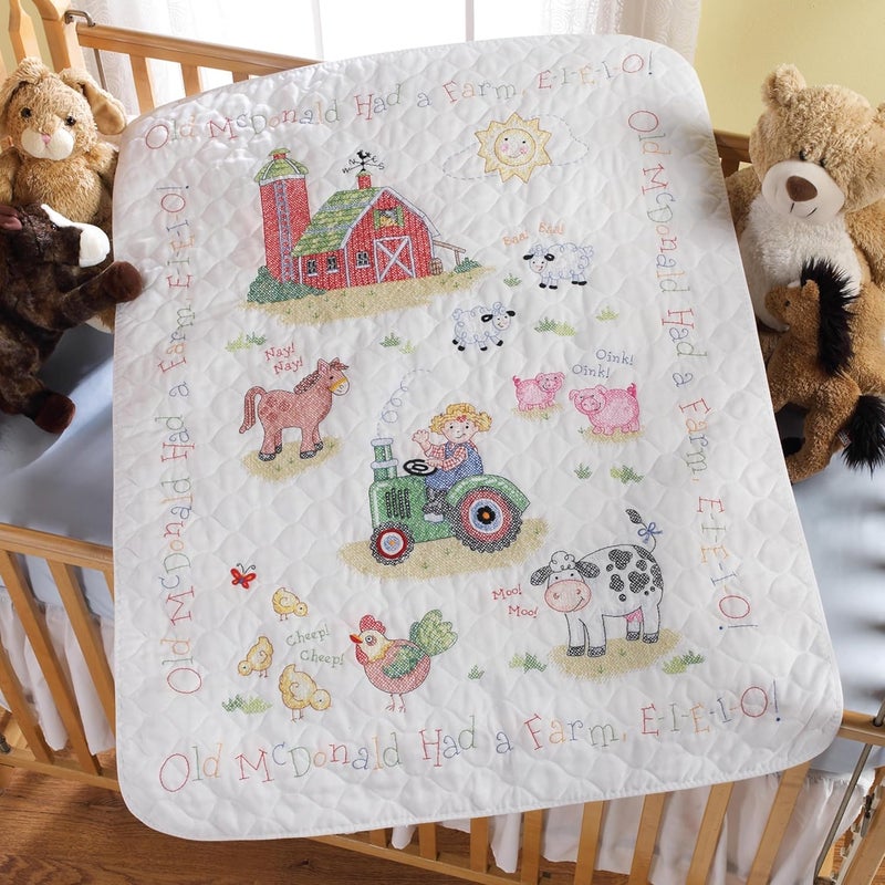 Bucilla On The Farm Crib Cover Stamped Cross Stitch Kit, 45567 34 by 43-Inch - Image 2