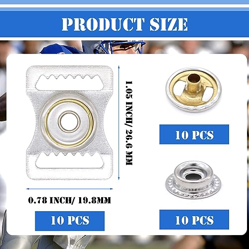 TiciKim 10 Pack Sports Helmets Buckle Stainless Steel Snap Chin Strap Buckle Helmet Repair Kit for Youth Football Baseball Hockey Sports - Image 2