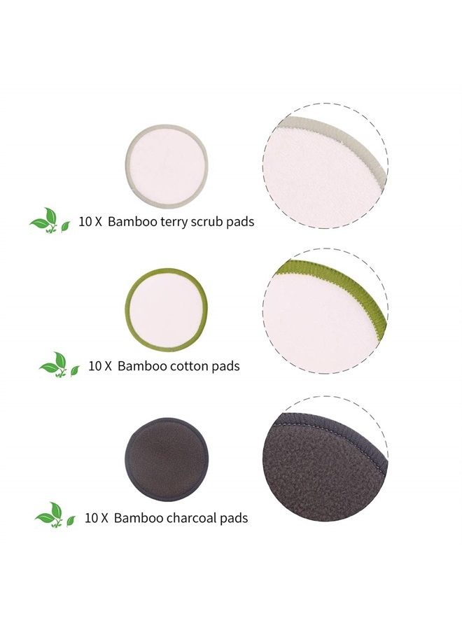 Chloven 30 Pack Reusable Makeup Remover Pads - Bamboo Reusable Cotton Rounds for Toner, Washable Eco-Friendly Pads for All Skin Types with Cotton Laundry Bag - Image 3