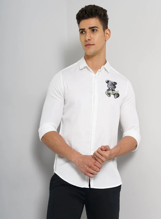 شركة المرآب الهندية Men Slim Fit Graphic Print Full Sleeves Cutaway Collar Party Wear Shirt