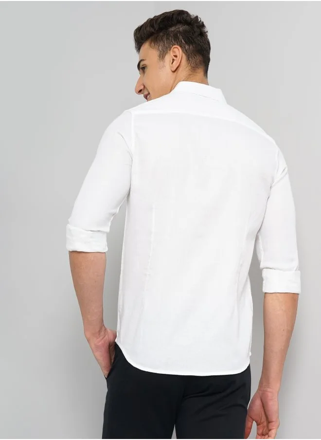 The Indian Garage Co Men Slim Fit Graphic Print Full Sleeves Cutaway Collar Party Wear Shirt