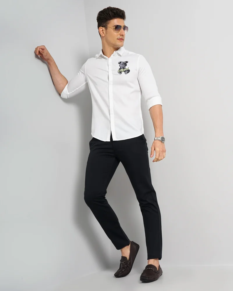 شركة المرآب الهندية Men Slim Fit Graphic Print Full Sleeves Cutaway Collar Party Wear Shirt