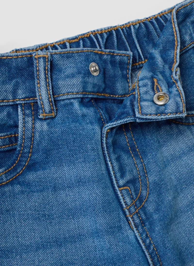 Ovs  OVS Blue Pure Cotton Wide-Leg Denim Jeans With Lilo & Stitch Print For Girls for Women | Best Price UAE