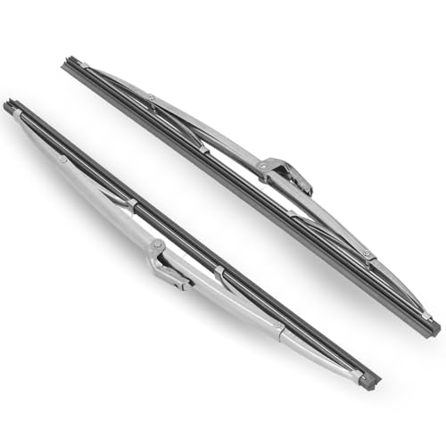 AceSupever 12 and 12 Vintage Front Windshield Wipers Pack of 2 6mm Bayonet Width Polished Stainless Steel Bayonet Type Boat Windshield Wiper Blades for Classic CarMarine Boat Silver - Image 1
