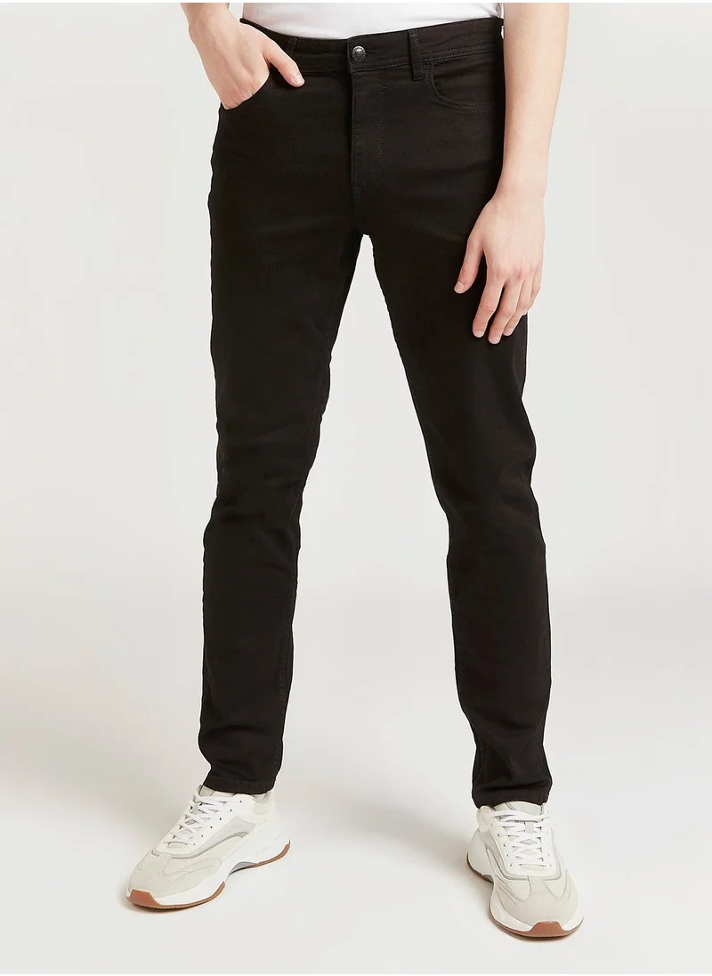 Lee Cooper Lee Cooper Full Length Solid Jeans with Pocket Detail and Belt Loops