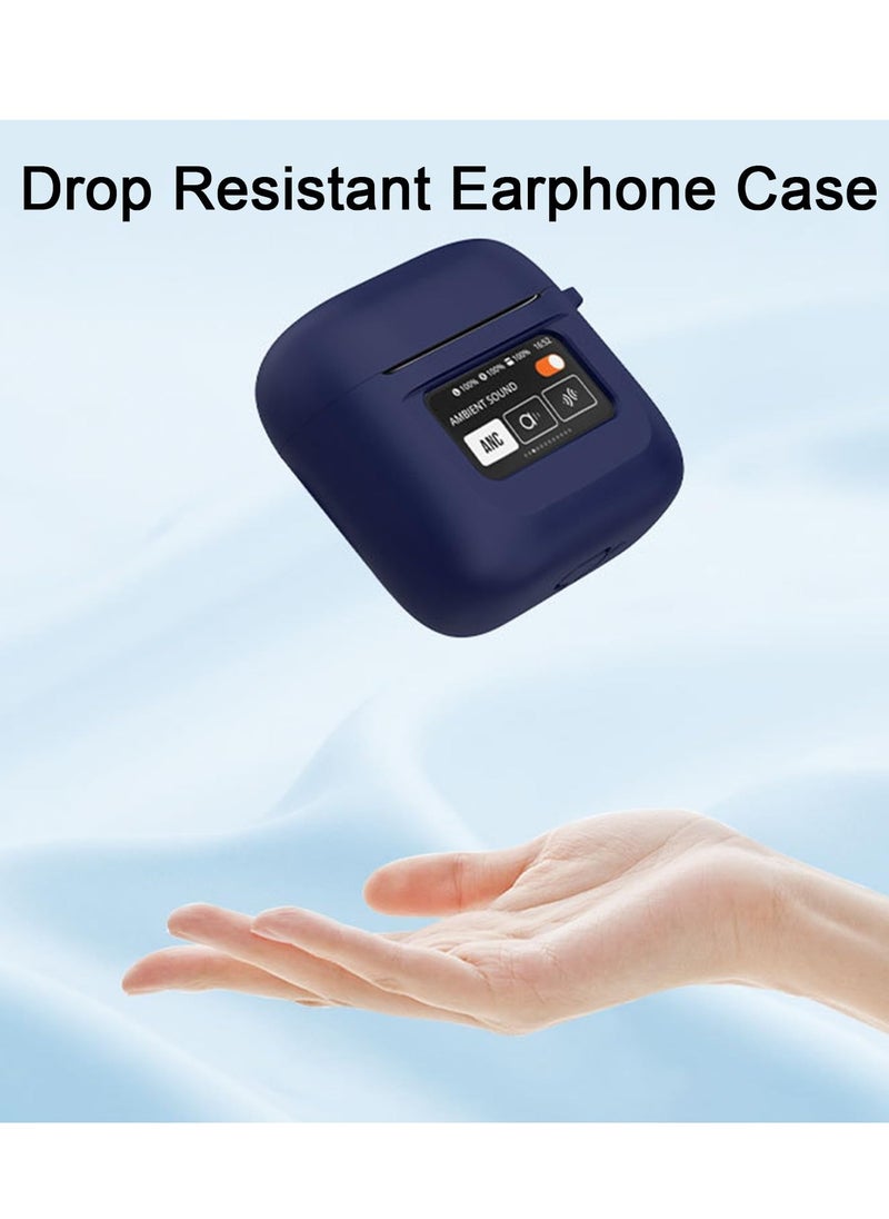Generic - Slim Shockproof Silicone Case for JBL Tour Pro 2 Earbuds 2023 with Carabiner - Ultra Thin, Anti-Fall, Easy to Clean, Blue - Image 1