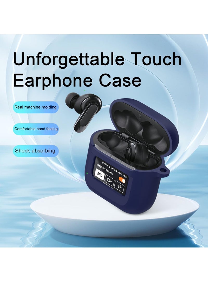 Generic - Slim Shockproof Silicone Case for JBL Tour Pro 2 Earbuds 2023 with Carabiner - Ultra Thin, Anti-Fall, Easy to Clean, Blue - Image 1