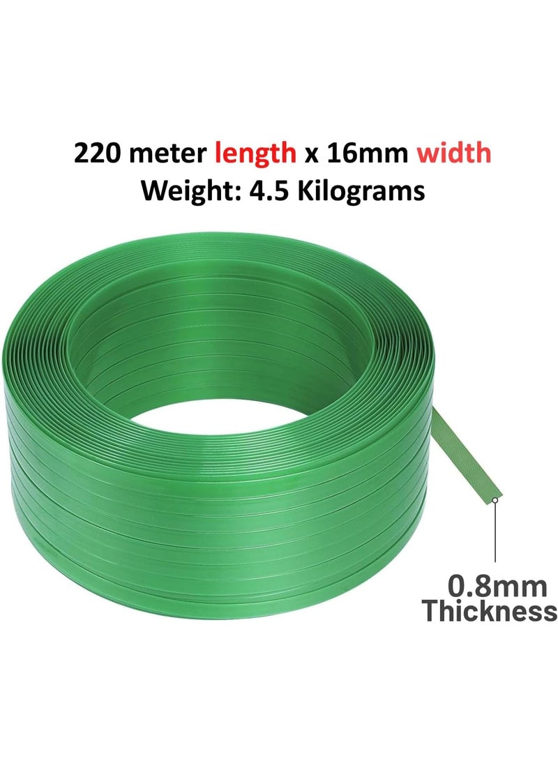Rubik لفة شريط ربط مع ختم معدني مرقط 1 كجم، حزام تعبئة ثقيل من بوليستر PET 220م × 16مم × 0.8مم (أخضر) - Image 3