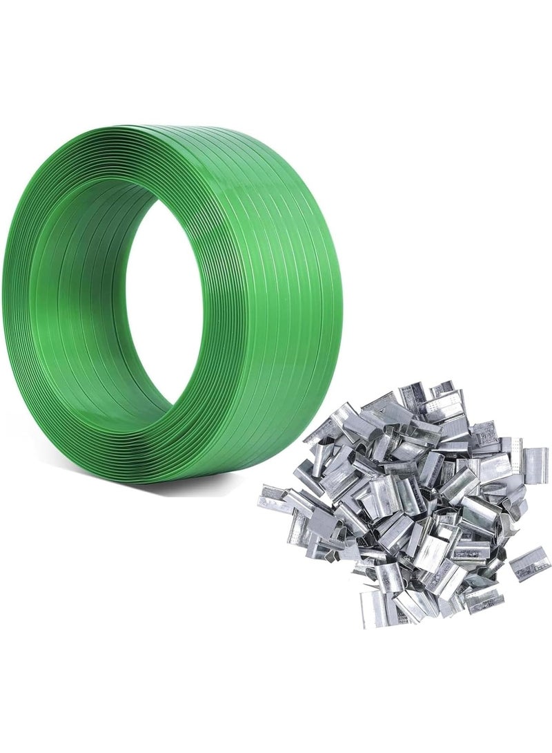 Rubik لفة شريط ربط مع ختم معدني مرقط 1 كجم، حزام تعبئة ثقيل من بوليستر PET 220م × 16مم × 0.8مم (أخضر) - Image 1