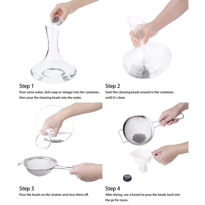 Simtive 1000 PCS Decanter Cleaning Beads, Cleaner for Wine Decanter, Carafe and Vase, 304 Stainless Steel Cleaning balls - Image 5