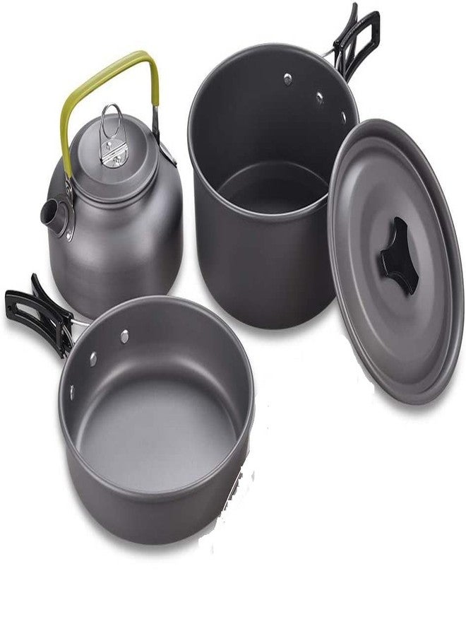 Linist Aluminum Outdoor Camping Cookware Set, Folding Cookset Camping Teapot and Pans Set Equipment，Lightweight Pots, Pans with Mesh Set Bag for Backpacking, Camping, Hiking, Picnic - Image 1