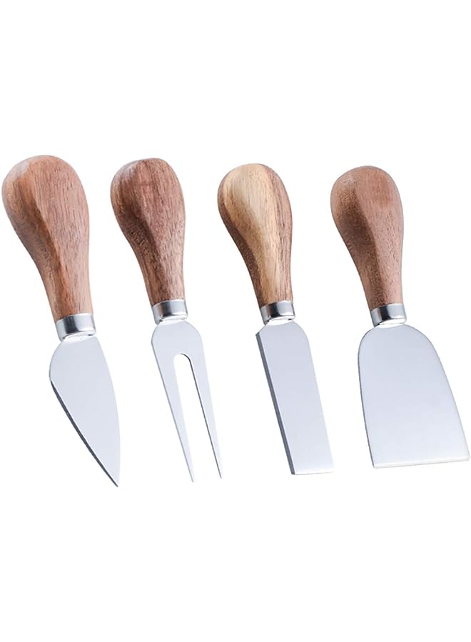 Raxoom 4-Piece Cheese Knives Set with Acacia Wood Handle, Stainless Steel Cheese Knife Collection, Slicer Cheese Cutter Cheese Tools, Fancy Gifts for Housewarming, Birthday, Wedding, Thanksgiving - Image 1