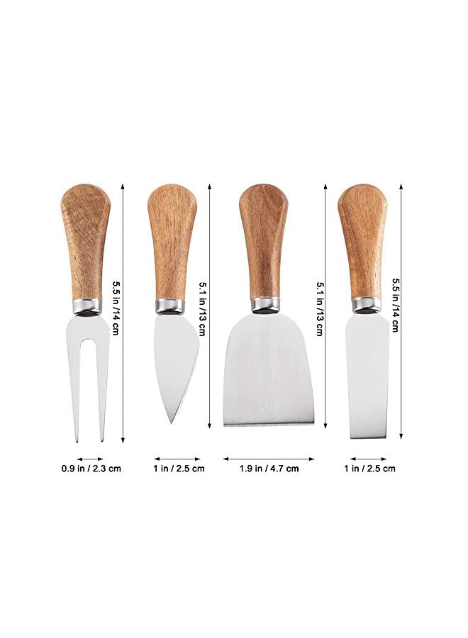 Raxoom 4-Piece Cheese Knives Set with Acacia Wood Handle, Stainless Steel Cheese Knife Collection, Slicer Cheese Cutter Cheese Tools, Fancy Gifts for Housewarming, Birthday, Wedding, Thanksgiving - Image 3