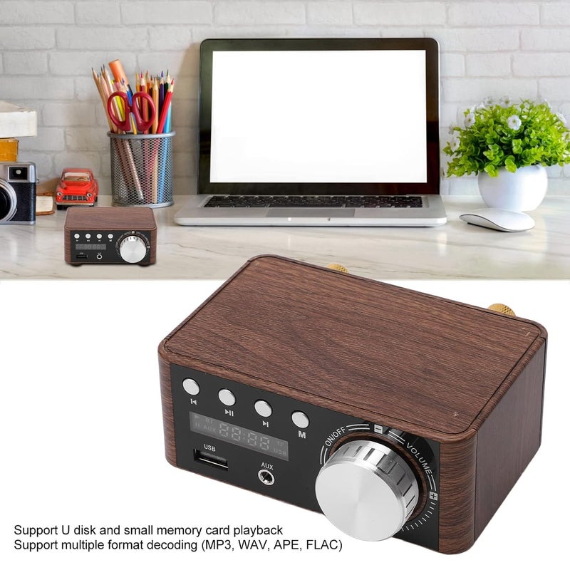 klarako Mini Bluetooth 5.0 Amplifier, 50W 2 Channel Stereo HiFi Digital Amp Audio Power Amplifier with USB Input, Wireless Audio Receiver Support U Disk and Small Memory Card for Home HiFi Stereo Speaker - Image 3