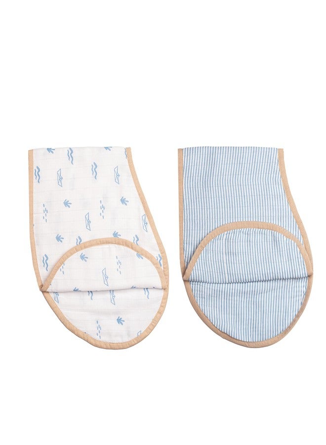 Masilo 100% Organic Muslin Burp Cloth & Bib for Newborn Baby/Ultrasoft Large Reusable Bib/Absorbent & Soft Burp Cloth for Teething Babies (2 Pack) - Boat - Image 3