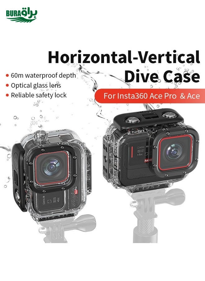 BURAQ For Insta360 Ace Pro aMagisn Horizontal and Vertical Shooting Dive Shell 60m Waterproof Shell Accessories  - Image 2