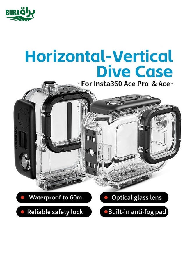 BURAQ For Insta360 Ace Pro aMagisn Horizontal and Vertical Shooting Dive Shell 60m Waterproof Shell Accessories  - Image 3