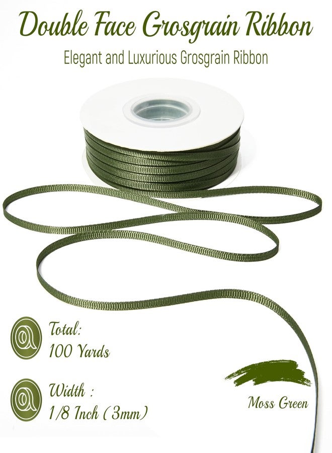 Mayreel Solid Moss Grosgrain Ribbon 1/8" Thin Olive Green Ribbon for Crafts Gift Wrapping Sewing Wedding Decor Hair Accessories Party Favor Decorations, 100 Yards Roll - Image 2
