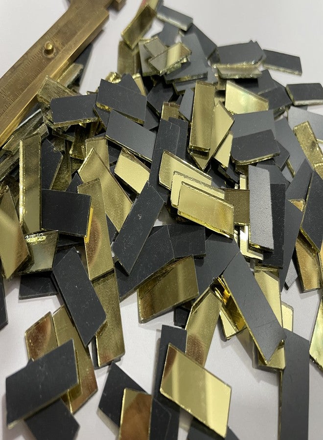 OMX Golden Rectangle Mosaic Pieces for Embroidery & Craft Making (22 x 9mm, 200pcs), Golden - Image 1