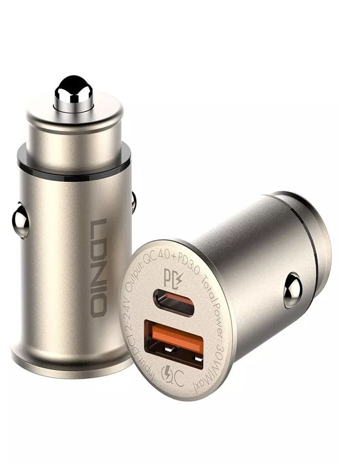 LDNIO USB C Car Charger, 30W PowerDrive PD＋ 2 Car Adapter With 20W PD Port For iPad, iPhone 12/12 Pro and 15W Fast Charge Port For Samsung S10/S9/S8 Black  - Image 1