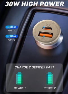 LDNIO شاحن سيارة USB C، 30 وات PowerDrive PD+ 2 محول سيارة مع منفذ PD 20 وات لجهاز iPad وiPhone 12/12 Pro ومنفذ شحن سريع 15 وات لجهاز Samsung S10/S9/S8، أسود  - Image 4