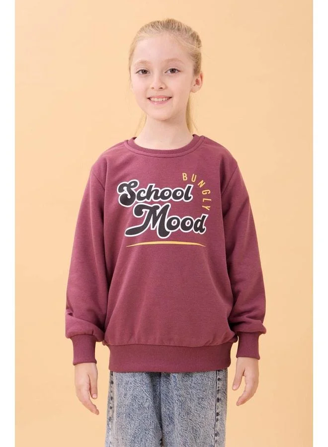 Perendi Pink Boys and Girls School-Printed Crew Neck Seasonal Sweatshirt.