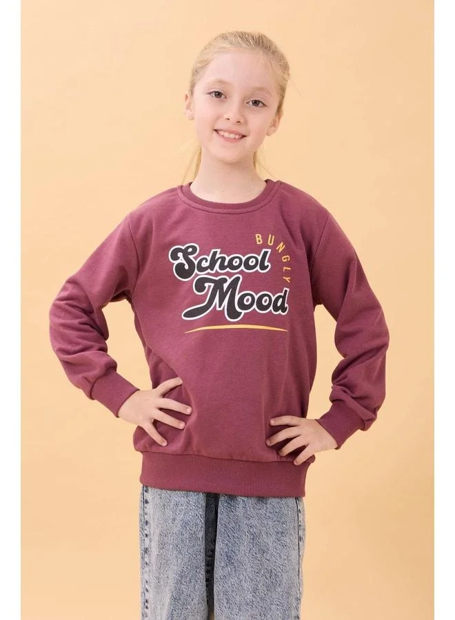 Perendi Pink Boys and Girls School-Printed Crew Neck Seasonal Sweatshirt.