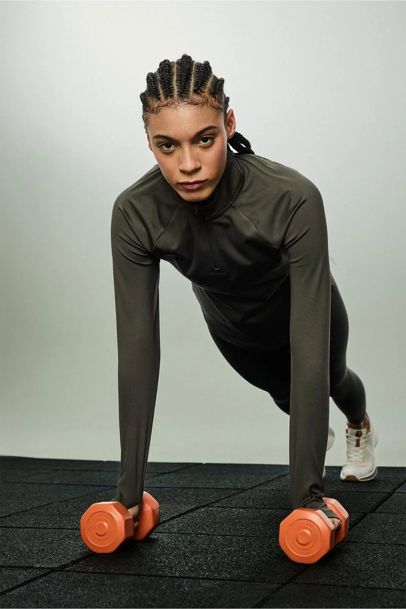 Defacto  Standard Fit Stand Collar Sports Long Sleeve T-Shirt for Women | Best Price UAE