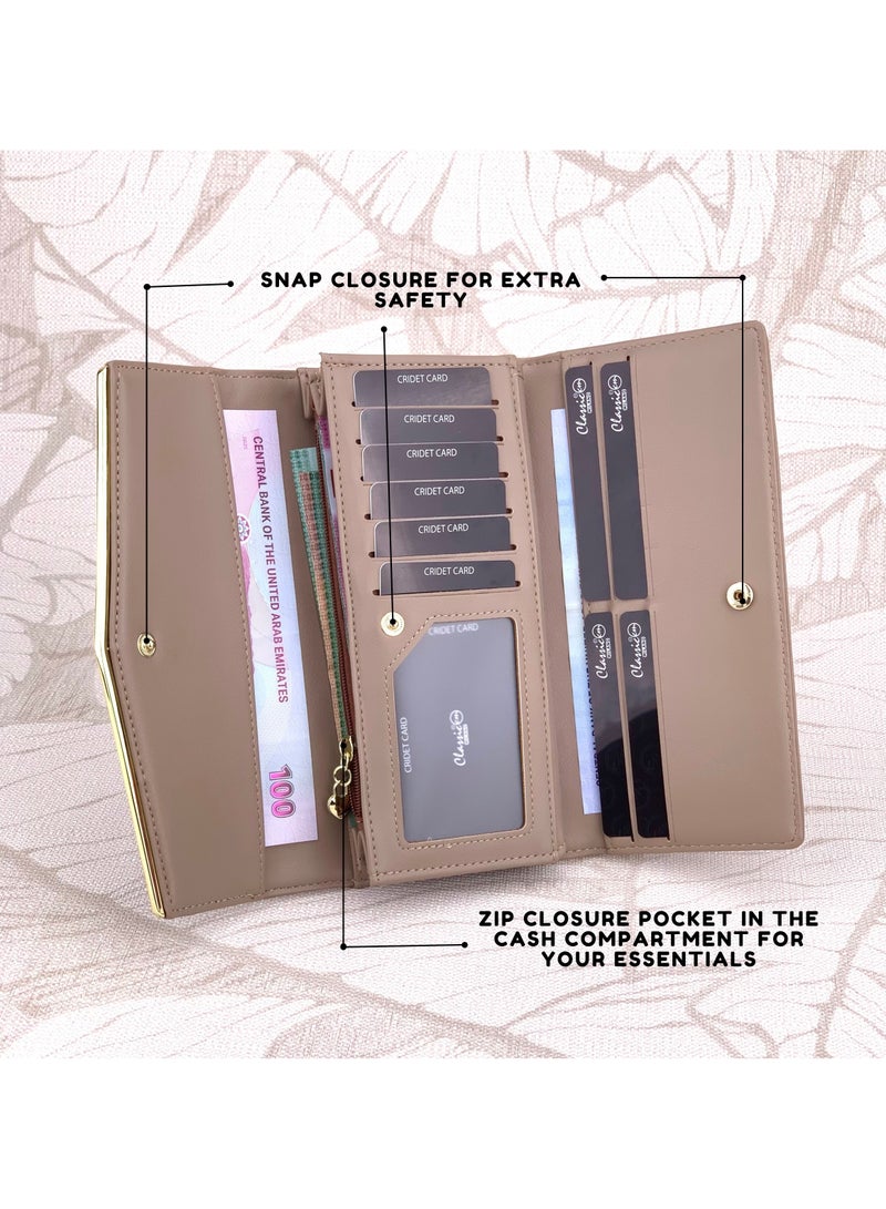 Classic Milano Premium Faux Leather Long Wallet for Women with Snap Closure | Ladies Wallet Card Holder Purse | Slim Women's Wallet for Daily Use, Travel, and Gifting - Image 4