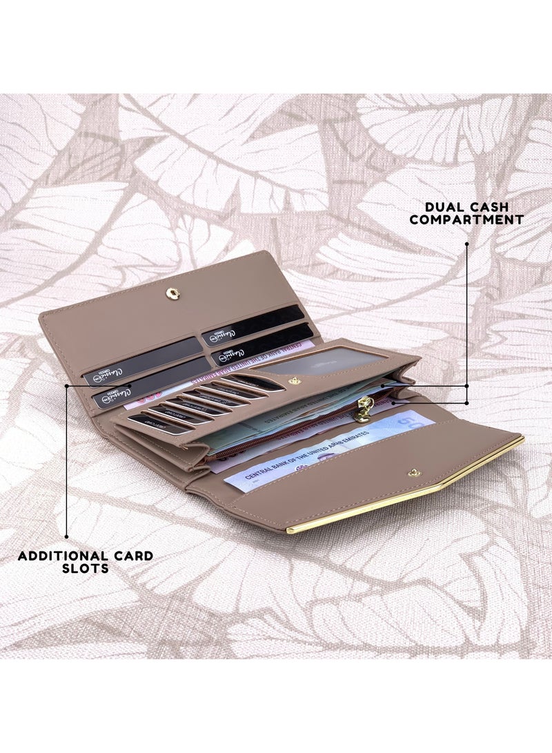 Classic Milano Premium Faux Leather Long Wallet for Women with Snap Closure | Ladies Wallet Card Holder Purse | Slim Women's Wallet for Daily Use, Travel, and Gifting - Image 3