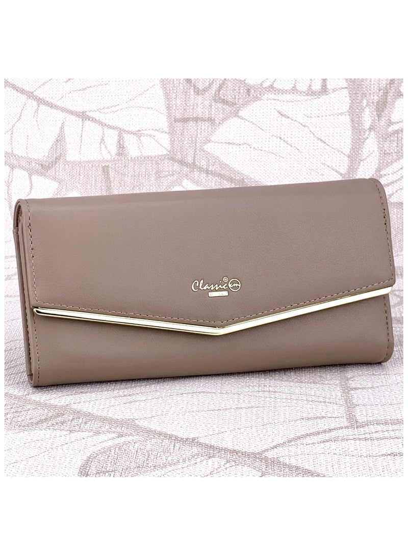 Classic Milano Premium Faux Leather Long Wallet for Women with Snap Closure | Ladies Wallet Card Holder Purse | Slim Women's Wallet for Daily Use, Travel, and Gifting - Image 1