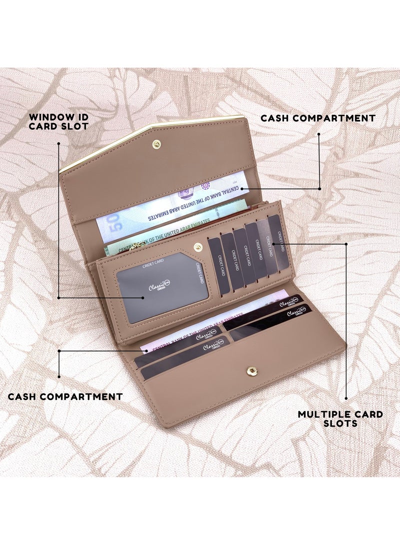 Classic Milano Premium Faux Leather Long Wallet for Women with Snap Closure | Ladies Wallet Card Holder Purse | Slim Women's Wallet for Daily Use, Travel, and Gifting - Image 2