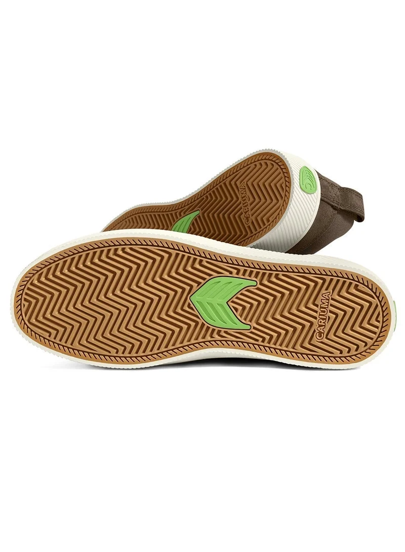 Cariuma SLIP-ON PRO Dark Khaki Suede and Canvas Black Logo Snekaer
